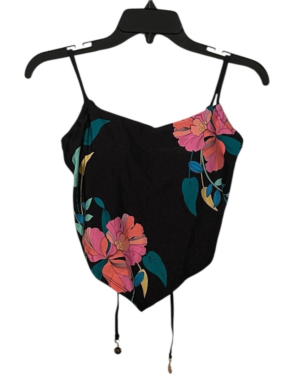 Sunshine 79 Women's Black Multicolor Tropical Floral Tankini Swim Top Size 6
